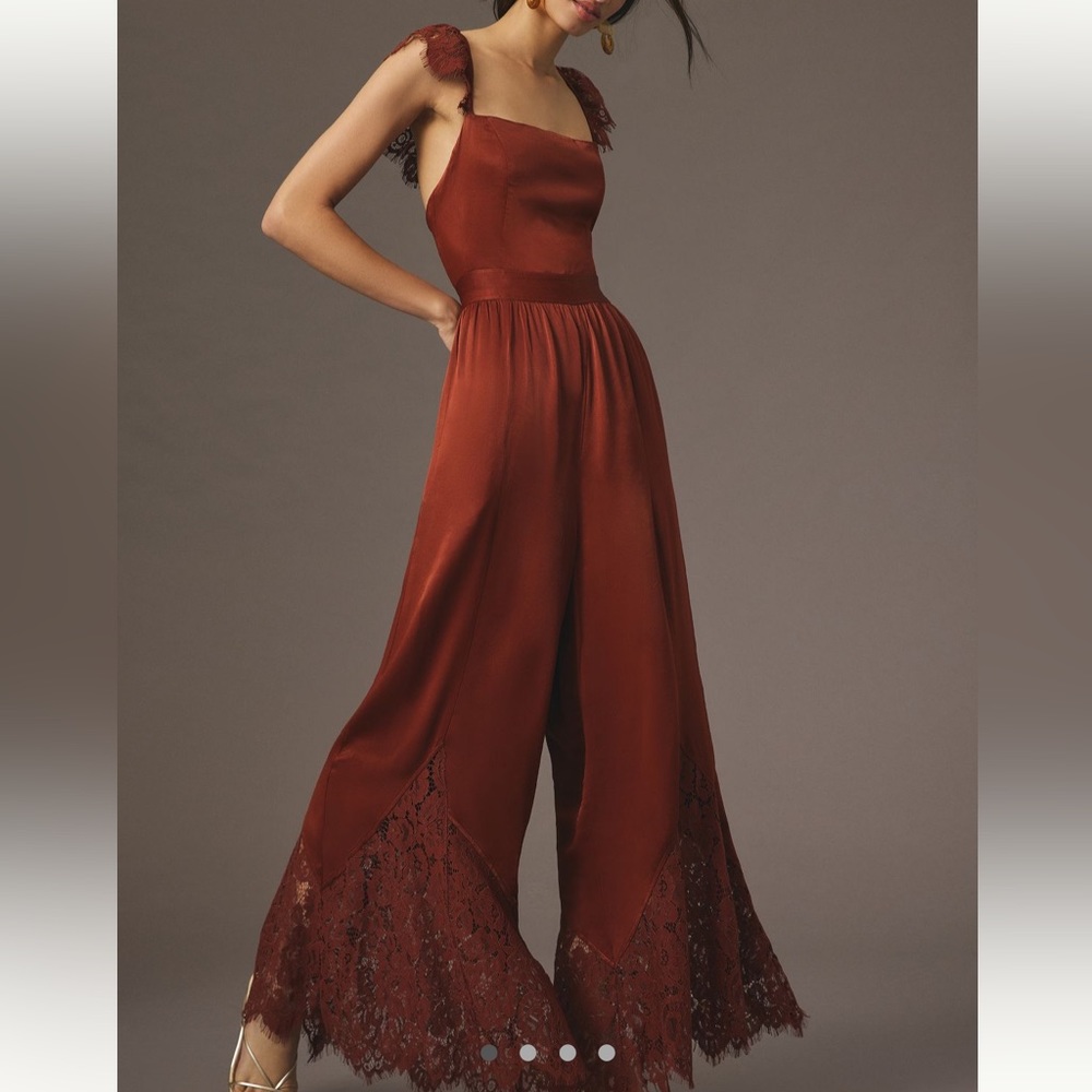 Anthropologie Rust Wide Leg Jumpsuit